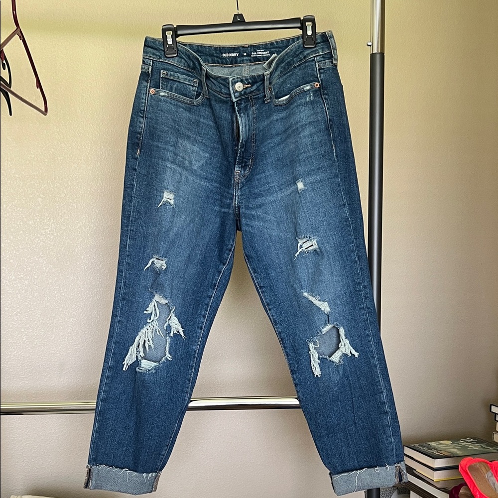 Old Navy Women's Straight Leg Jeans - Dark Blue